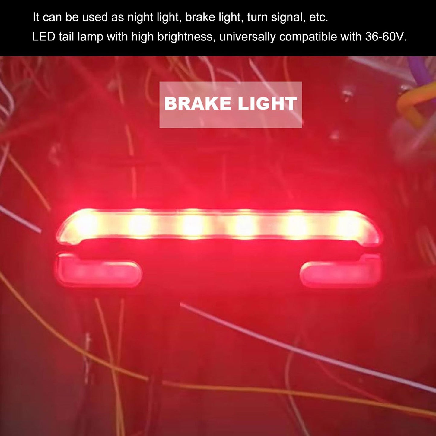 Electric Bike Taillight LED ABS Night Tail Light Brake Signal Light 36-60V for Riding V1294-YM0521-3119230006311
