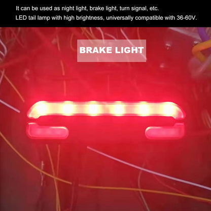 Electric Bike Taillight LED ABS Night Tail Light Brake Signal Light 36-60V for Riding V1294-YM0521-3119230006311