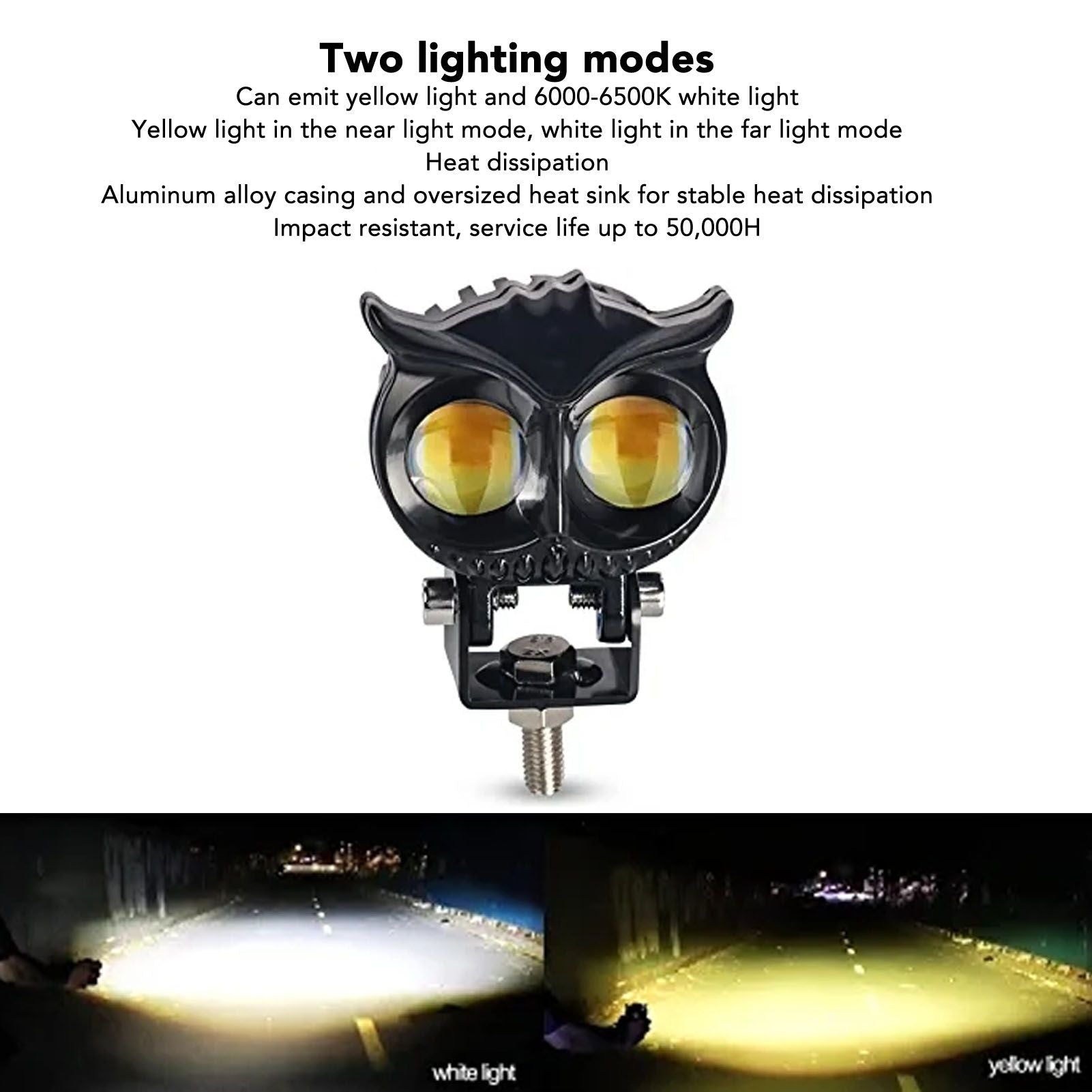 Motorcycle Driving Fog Lights Bird Shape 2000LM IP67 Waterproof Motorcycle LED Headlight for 12-80V Motorbikes V1294-YM0521-3119230007111