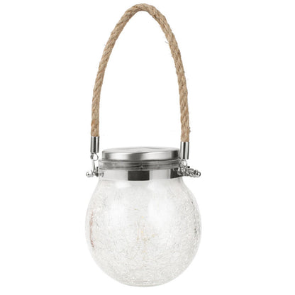 Hanging Solar Light Thickened Crackle Glass Style Waterproof Smar Sensor Hanging Solar Lantern for Garden V1294-YM0521-3119230007811