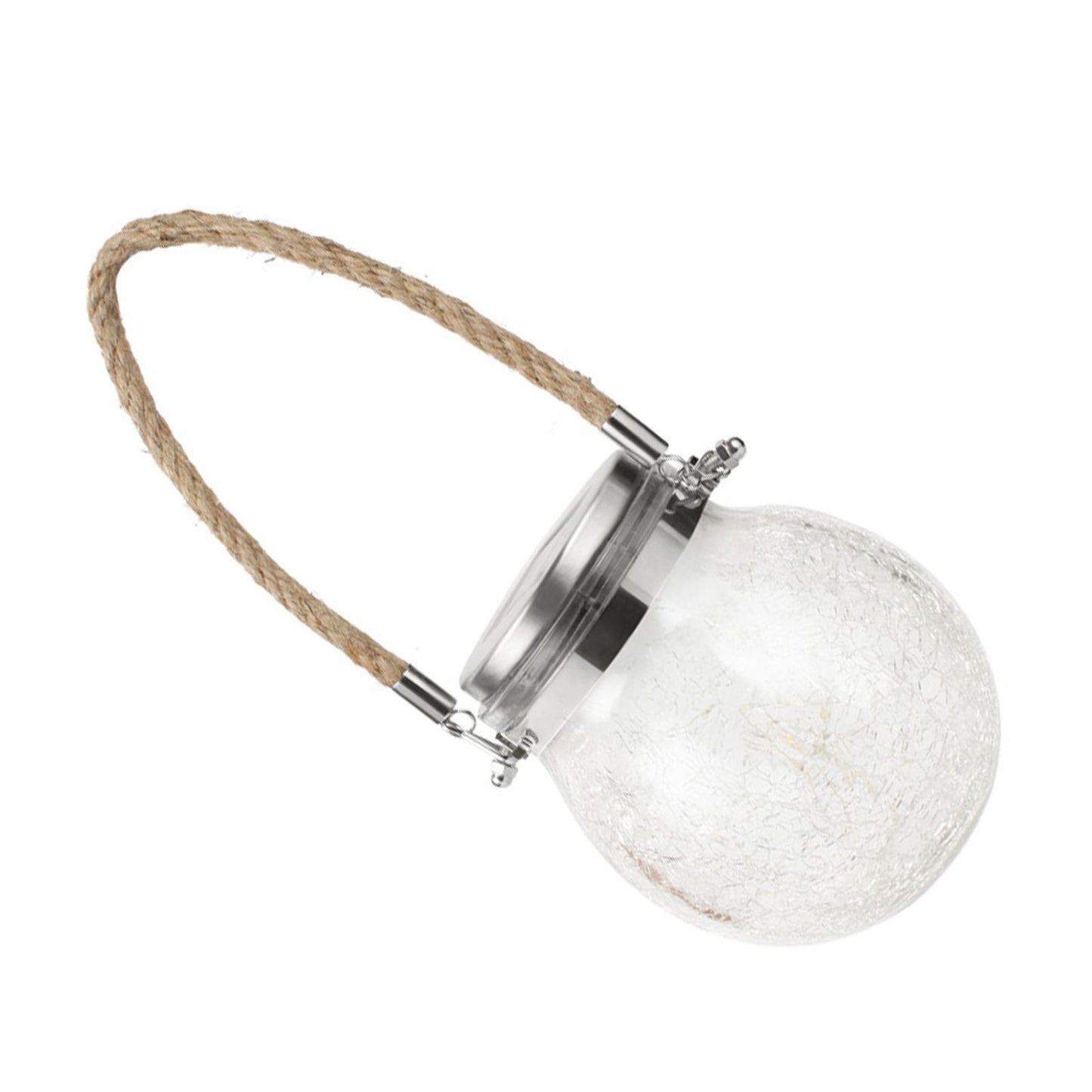 Hanging Solar Light Thickened Crackle Glass Style Waterproof Smar Sensor Hanging Solar Lantern for Garden V1294-YM0521-3119230007811