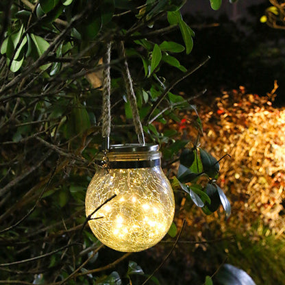 Hanging Solar Light Thickened Crackle Glass Style Waterproof Smar Sensor Hanging Solar Lantern for Garden V1294-YM0521-3119230007811