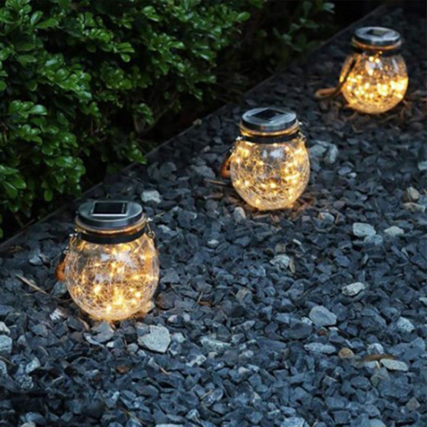 Hanging Solar Light Thickened Crackle Glass Style Waterproof Smar Sensor Hanging Solar Lantern for Garden V1294-YM0521-3119230007811