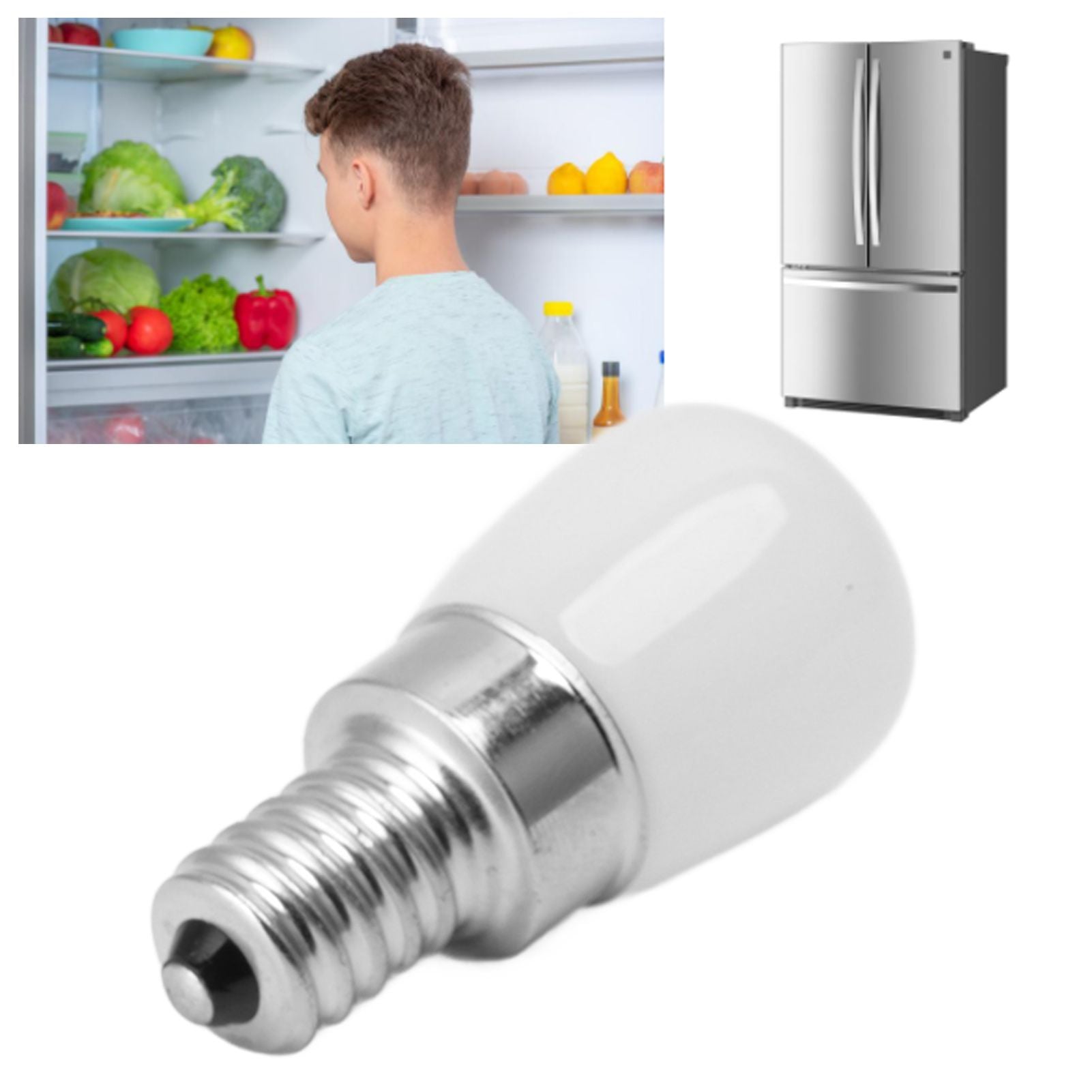 5Pcs LED Refrigerator Light Bulb Fridge Lamp E12 for Freezer Home Lighting Energy Saving 120V White Light V1294-YM0521-3119230010011
