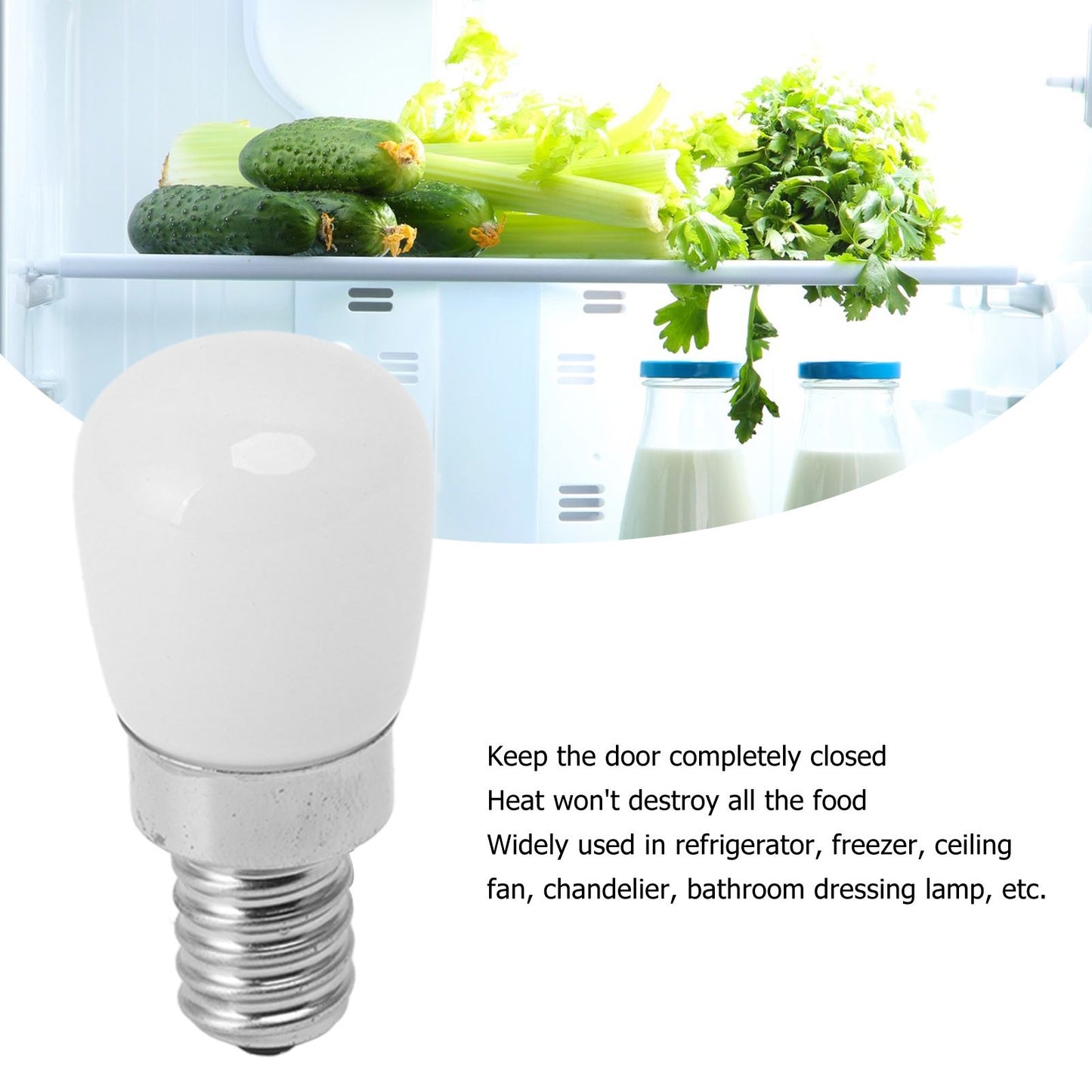 5Pcs LED Refrigerator Light Bulb Fridge Lamp E12 for Freezer Home Lighting Energy Saving 120V White Light V1294-YM0521-3119230010011