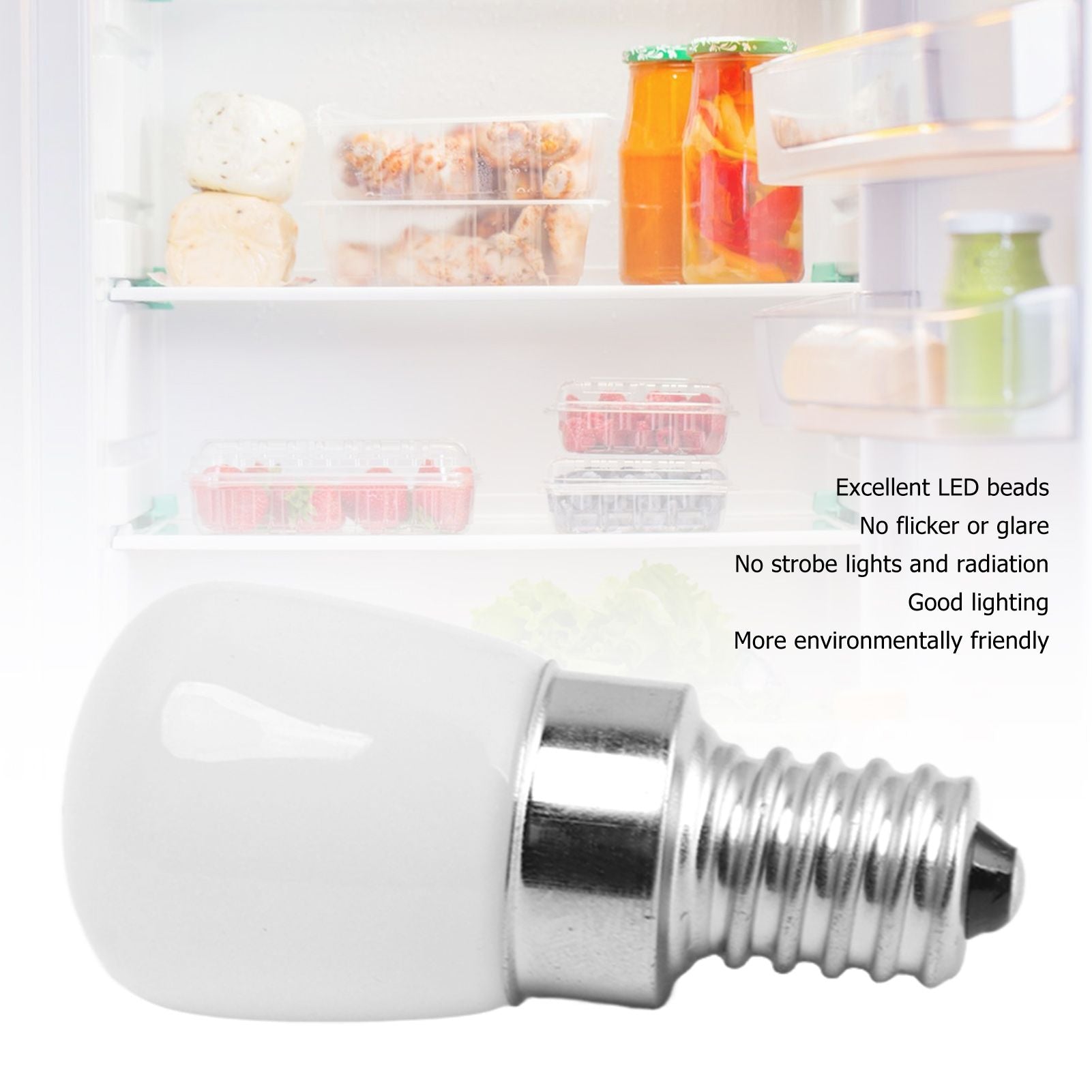5Pcs LED Refrigerator Light Bulb Fridge Lamp E12 for Freezer Home Lighting Energy Saving 120V White Light V1294-YM0521-3119230010011