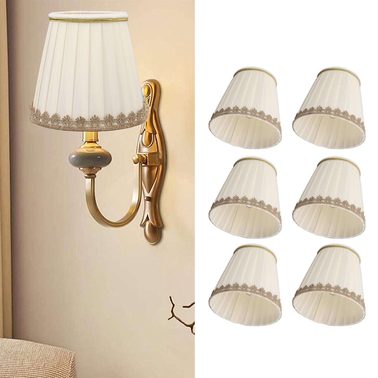 6PCS Candle Lamp Lampshade Clip On Fabrics Lampshades Set for Table Lamp Wall Lamp V1294-YM0521-3119230010611