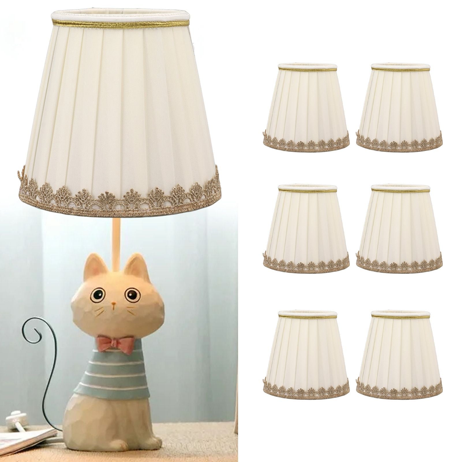 6PCS Candle Lamp Lampshade Clip On Fabrics Lampshades Set for Table Lamp Wall Lamp V1294-YM0521-3119230010611