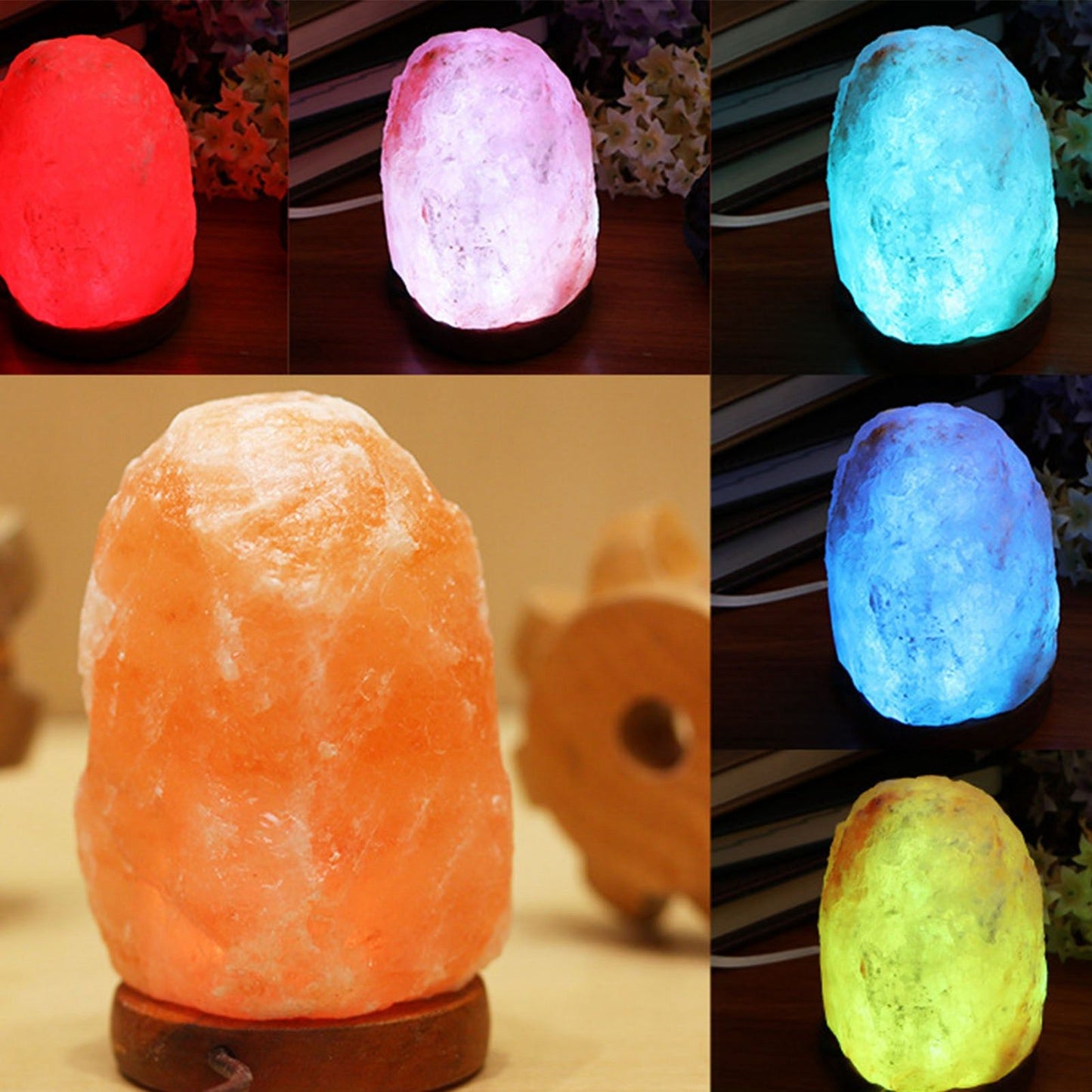 Himalayan Salt Lamp Colorful Changing LED Crystal Salt Lamp USB Power Natural Landscape Light V1294-YM0521-3119230011811