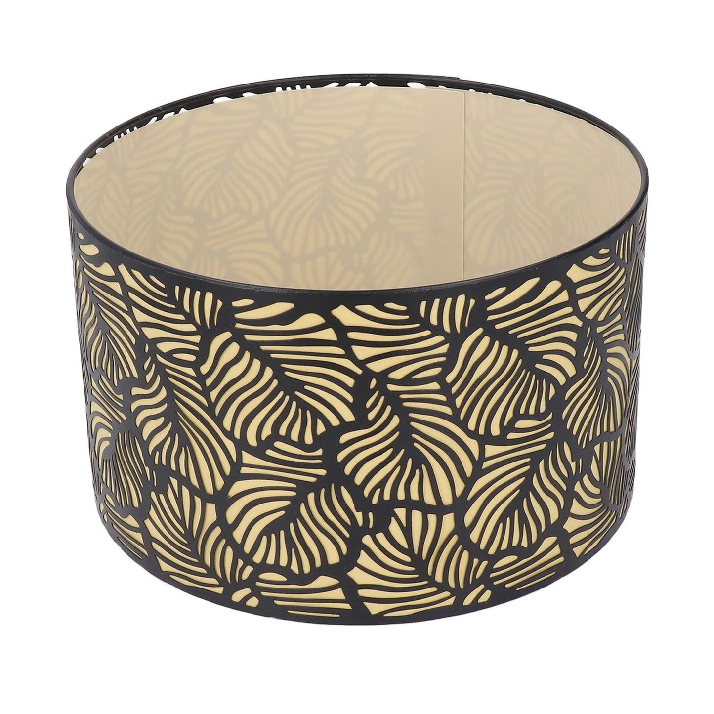 Black Hollow Metal Lampshade with Yellow Lining Metal Table Lamp Light Shade for E27 E14 Caliber Base V1294-YM0521-3119230017311