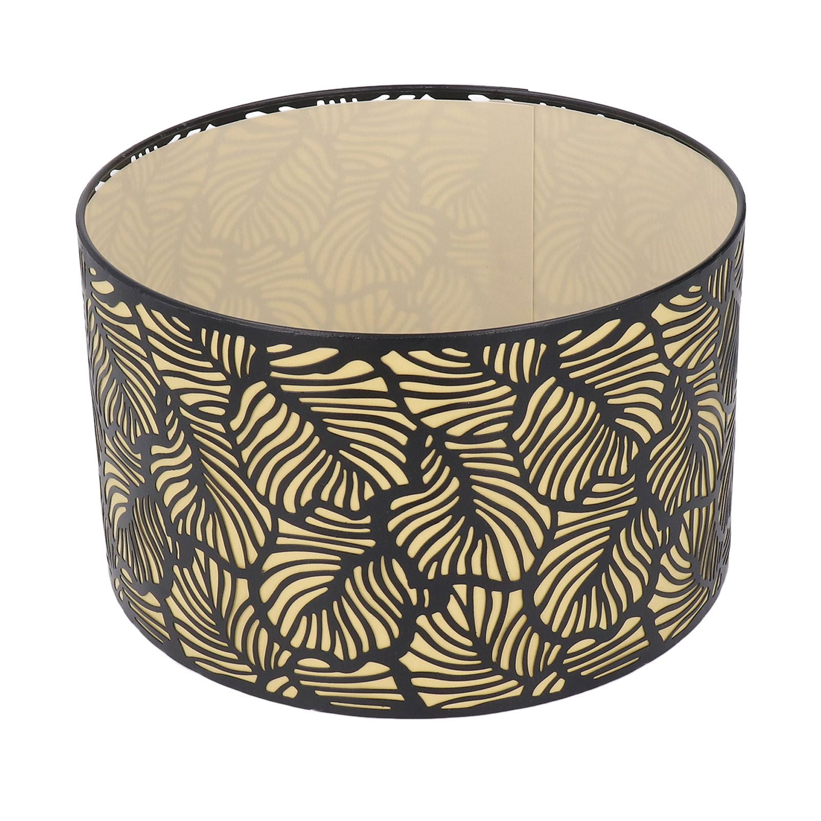 Black Hollow Metal Lampshade with Yellow Lining Metal Table Lamp Light Shade for E27 E14 Caliber Base V1294-YM0521-3119230017311