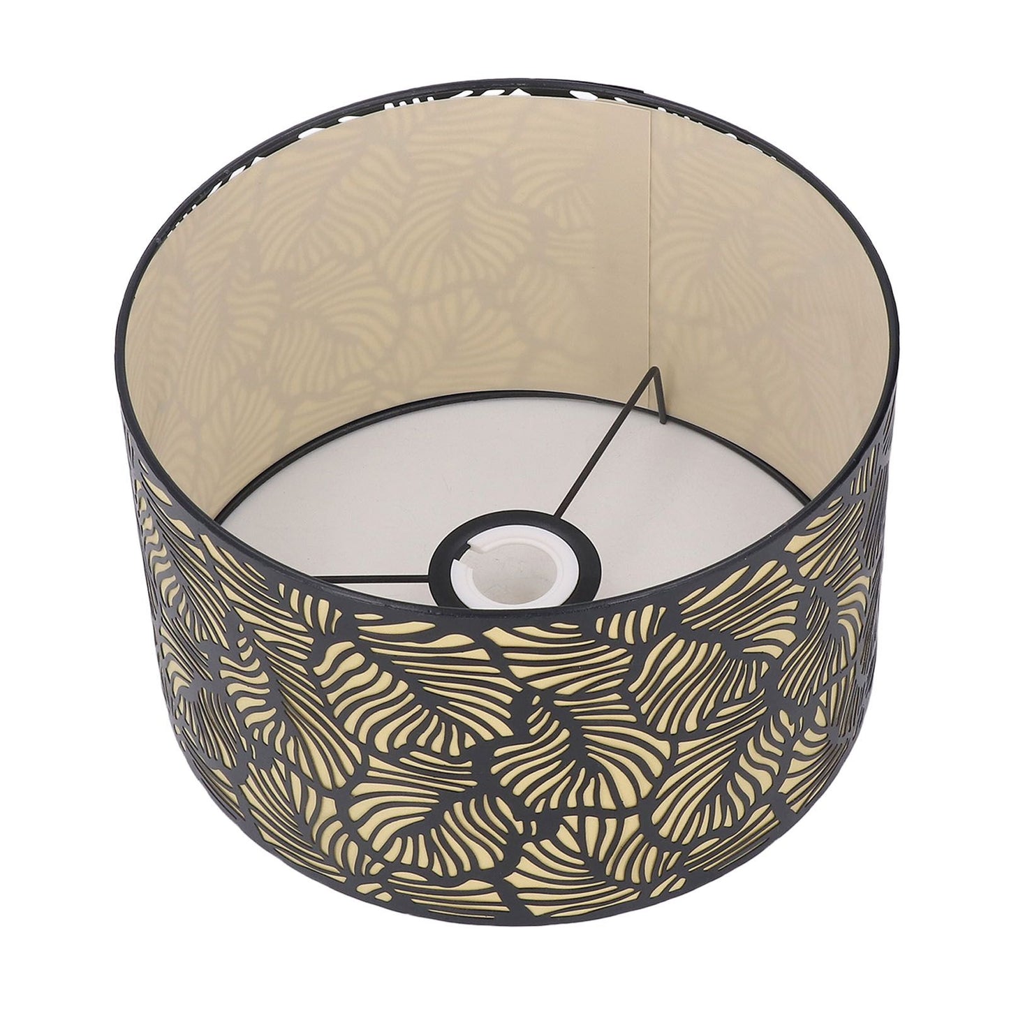 Black Hollow Metal Lampshade with Yellow Lining Metal Table Lamp Light Shade for E27 E14 Caliber Base V1294-YM0521-3119230017311