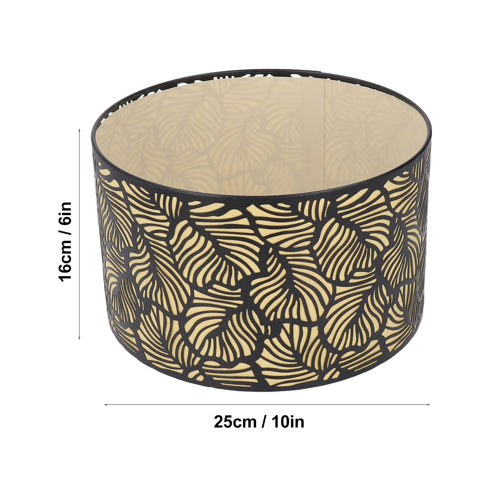 Black Hollow Metal Lampshade with Yellow Lining Metal Table Lamp Light Shade for E27 E14 Caliber Base V1294-YM0521-3119230017311