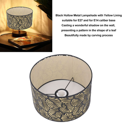 Black Hollow Metal Lampshade with Yellow Lining Metal Table Lamp Light Shade for E27 E14 Caliber Base V1294-YM0521-3119230017311
