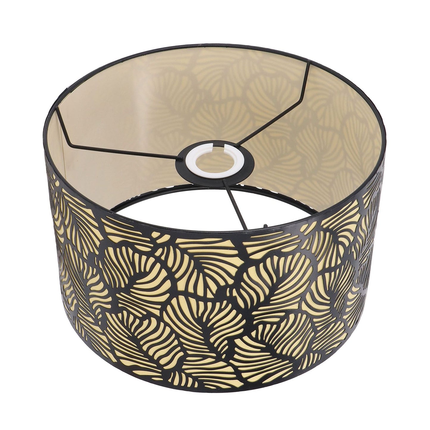 Black Hollow Metal Lampshade with Yellow Lining Metal Table Lamp Light Shade for E27 E14 Caliber Base V1294-YM0521-3119230017311