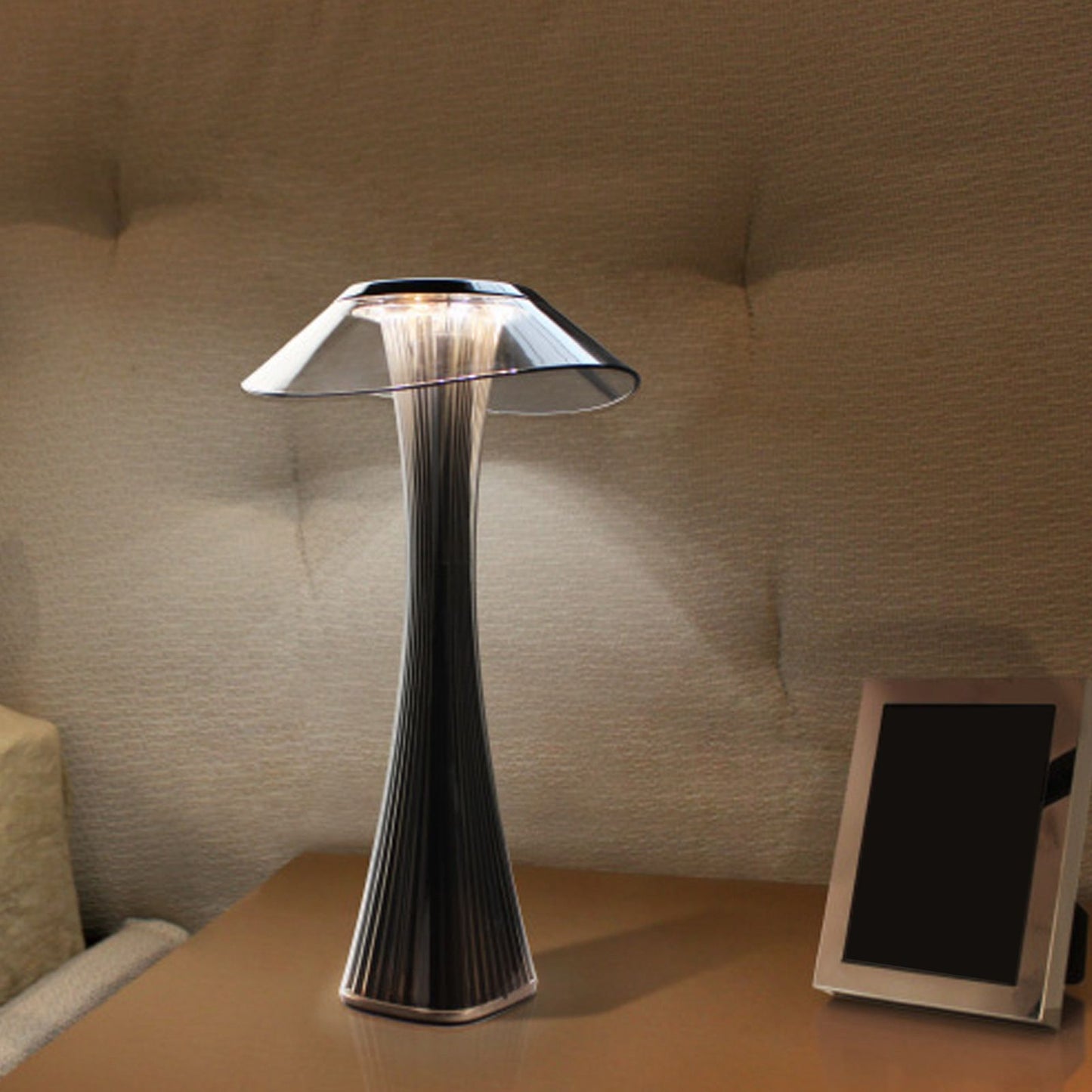 LED Table Lamp USB Charging Night Light 3 Lighting Mode with Touch Sensor for Home Room Smoky Grey V1294-YM0521-3119230018112