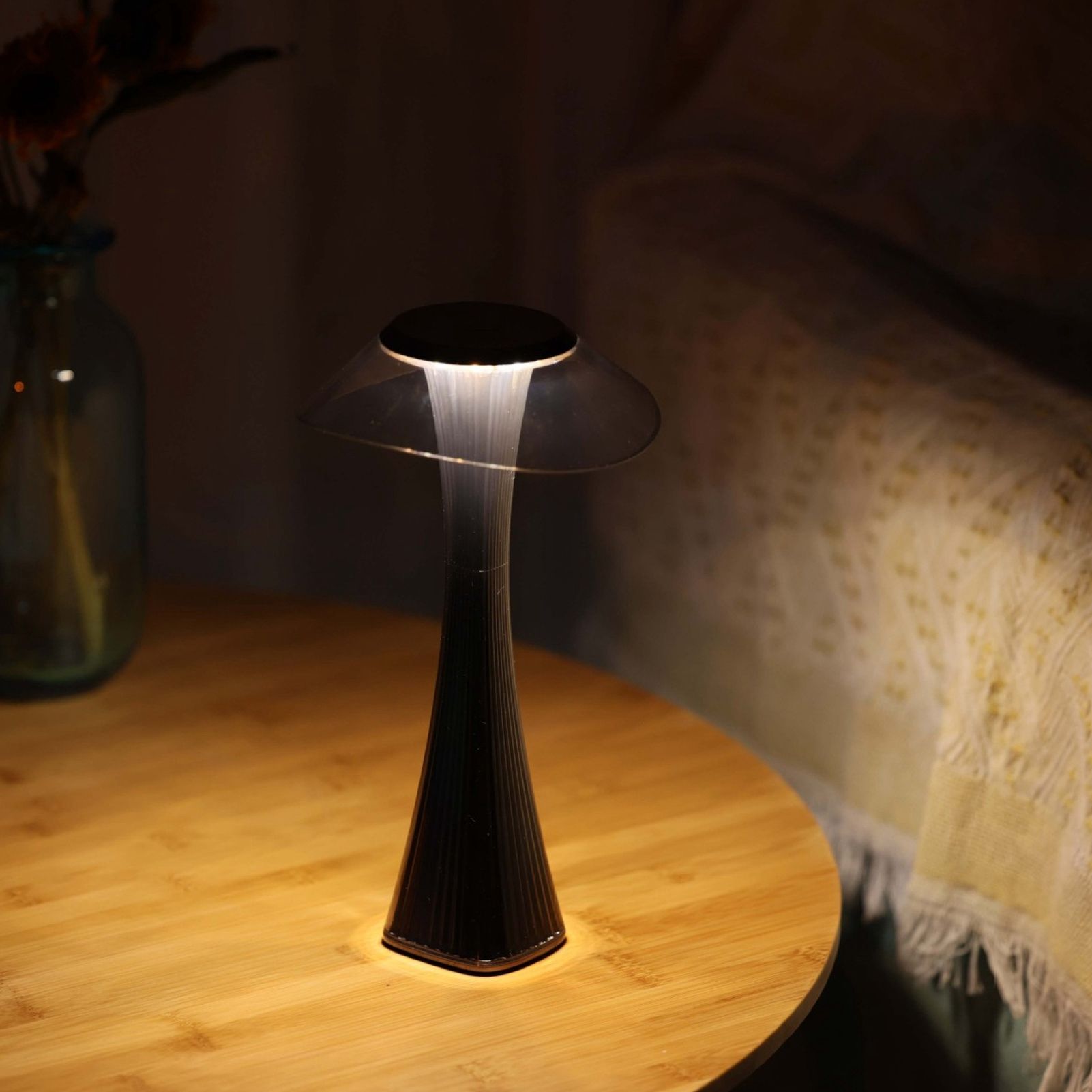 LED Table Lamp USB Charging Night Light 3 Lighting Mode with Touch Sensor for Home Room Smoky Grey V1294-YM0521-3119230018112