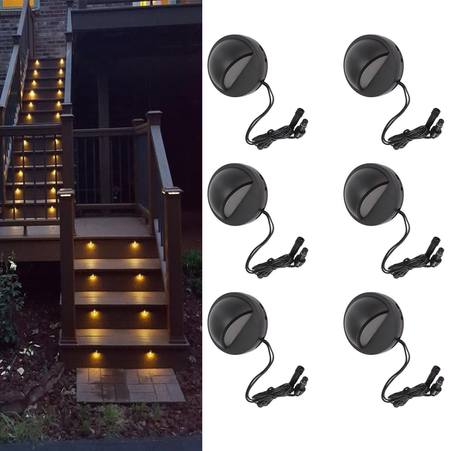 6PCS Low Voltage Deck Lights IP67 Waterproof Warm White LED Step Lamp for Garden Fence Stair 12 to 36V V1294-YM0521-3119230023211
