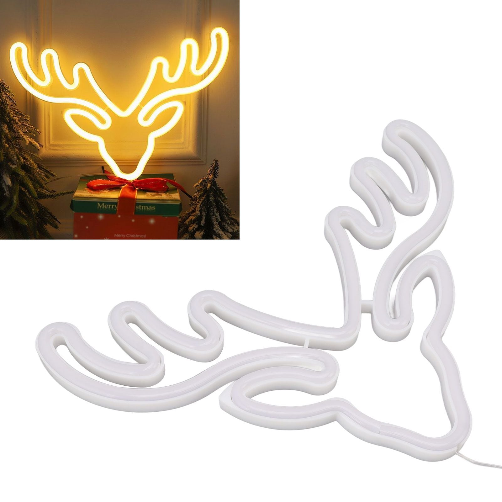 Neon Light LED Sign USB Battery Powered Christmas Holiday Bedroom Wall Decor Ornaments Warm Light V1294-YM0521-3119230024511
