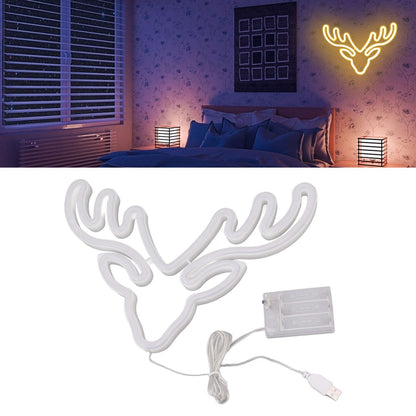 Neon Light LED Sign USB Battery Powered Christmas Holiday Bedroom Wall Decor Ornaments Warm Light V1294-YM0521-3119230024511