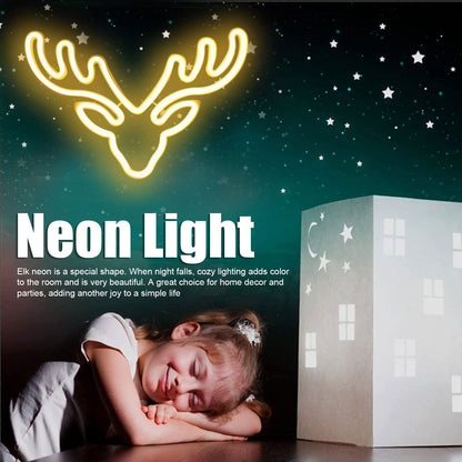 Neon Light LED Sign USB Battery Powered Christmas Holiday Bedroom Wall Decor Ornaments Warm Light V1294-YM0521-3119230024511