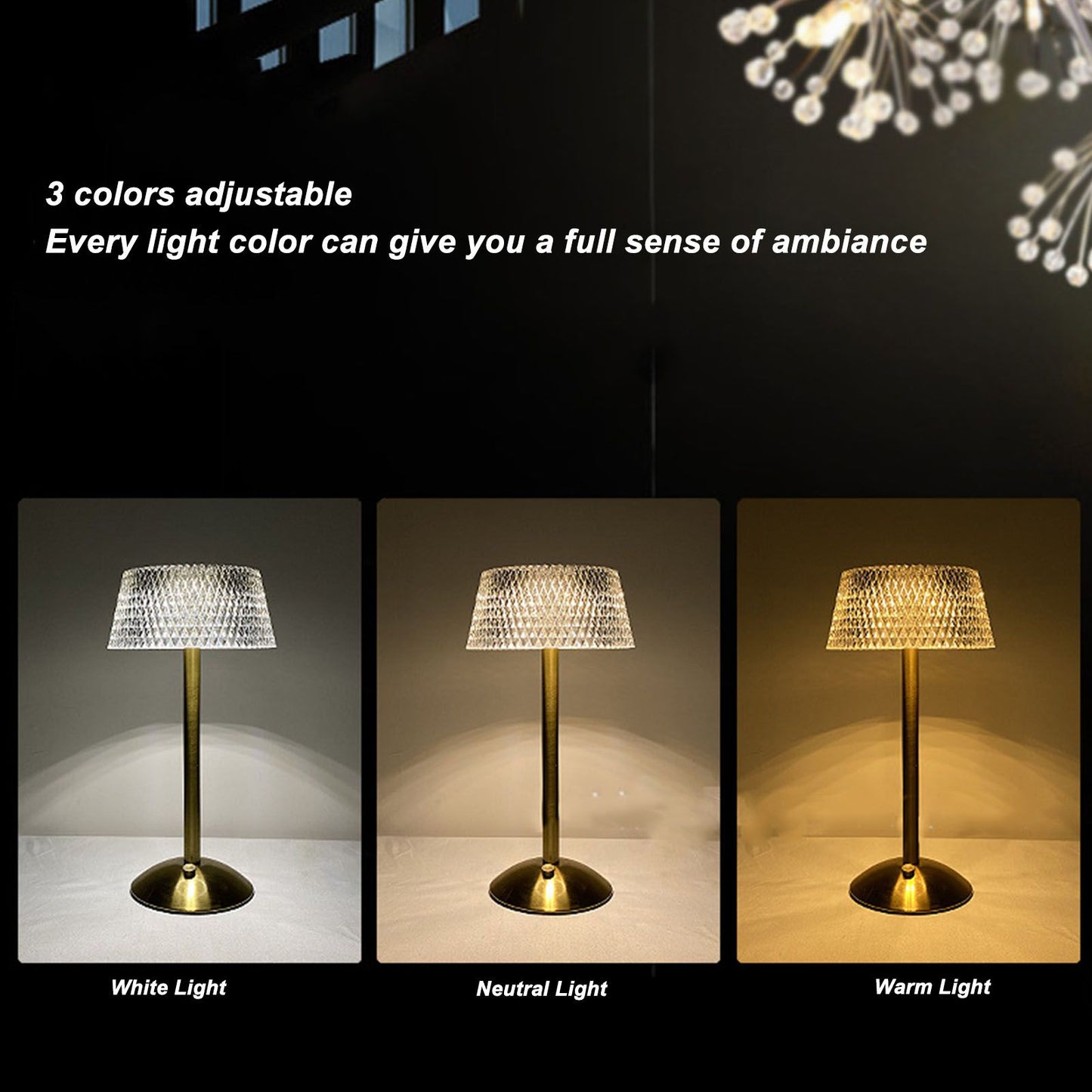 Acrylic Table Lamp Stepless Dimming LED Night Light with USB Cable for Kids Nursery Bedroom Nightstand V1294-YM0521-3119230026111