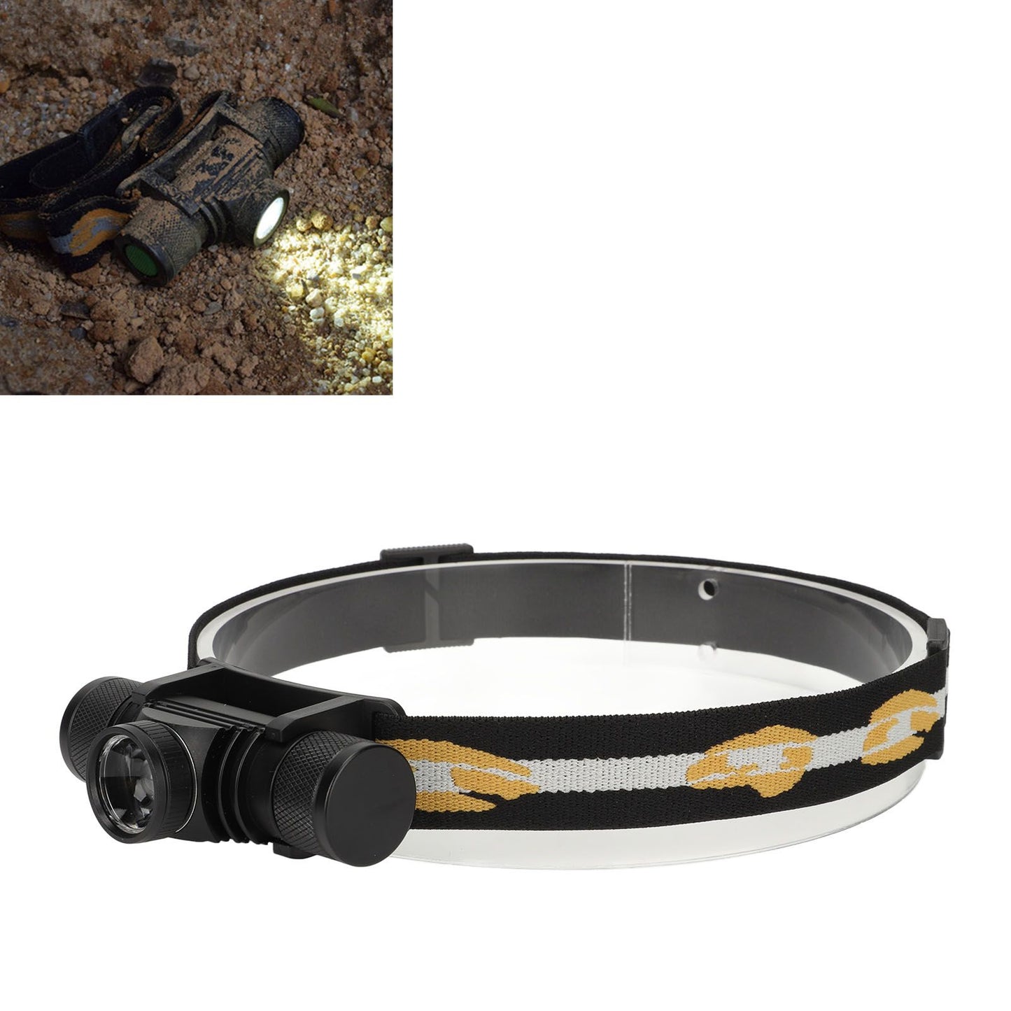 Rechargeable Head Lamps with 6 Gear Rotary Zoom Waterproof Headlight for Adventure Hiking V1294-YM0521-3119230028511