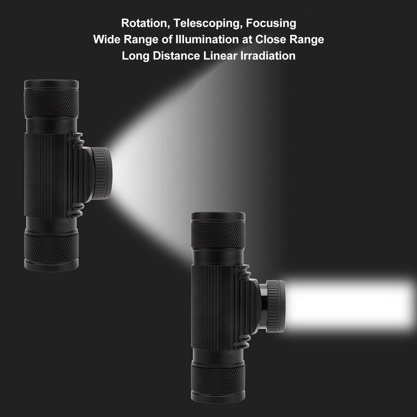 Rechargeable Head Lamps with 6 Gear Rotary Zoom Waterproof Headlight for Adventure Hiking V1294-YM0521-3119230028511