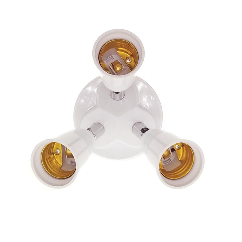 E27 Light Bulb Socket Adapter Splitter to 3 Heads Adjustable Angles for Wide Coverage Indoor Outdoor Use V1294-YM0521-3119230029711