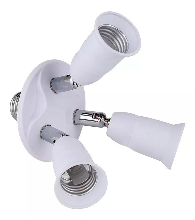 E27 Light Bulb Socket Adapter Splitter to 3 Heads Adjustable Angles for Wide Coverage Indoor Outdoor Use V1294-YM0521-3119230029711