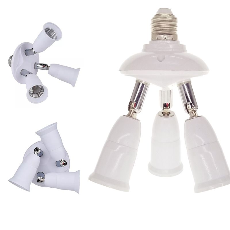 E27 Light Bulb Socket Adapter Splitter to 3 Heads Adjustable Angles for Wide Coverage Indoor Outdoor Use V1294-YM0521-3119230029711