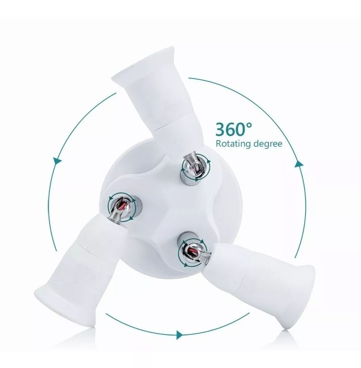 E27 Light Bulb Socket Adapter Splitter to 3 Heads Adjustable Angles for Wide Coverage Indoor Outdoor Use V1294-YM0521-3119230029711