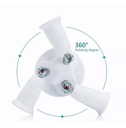 E27 Light Bulb Socket Adapter Splitter to 3 Heads Adjustable Angles for Wide Coverage Indoor Outdoor Use V1294-YM0521-3119230029711