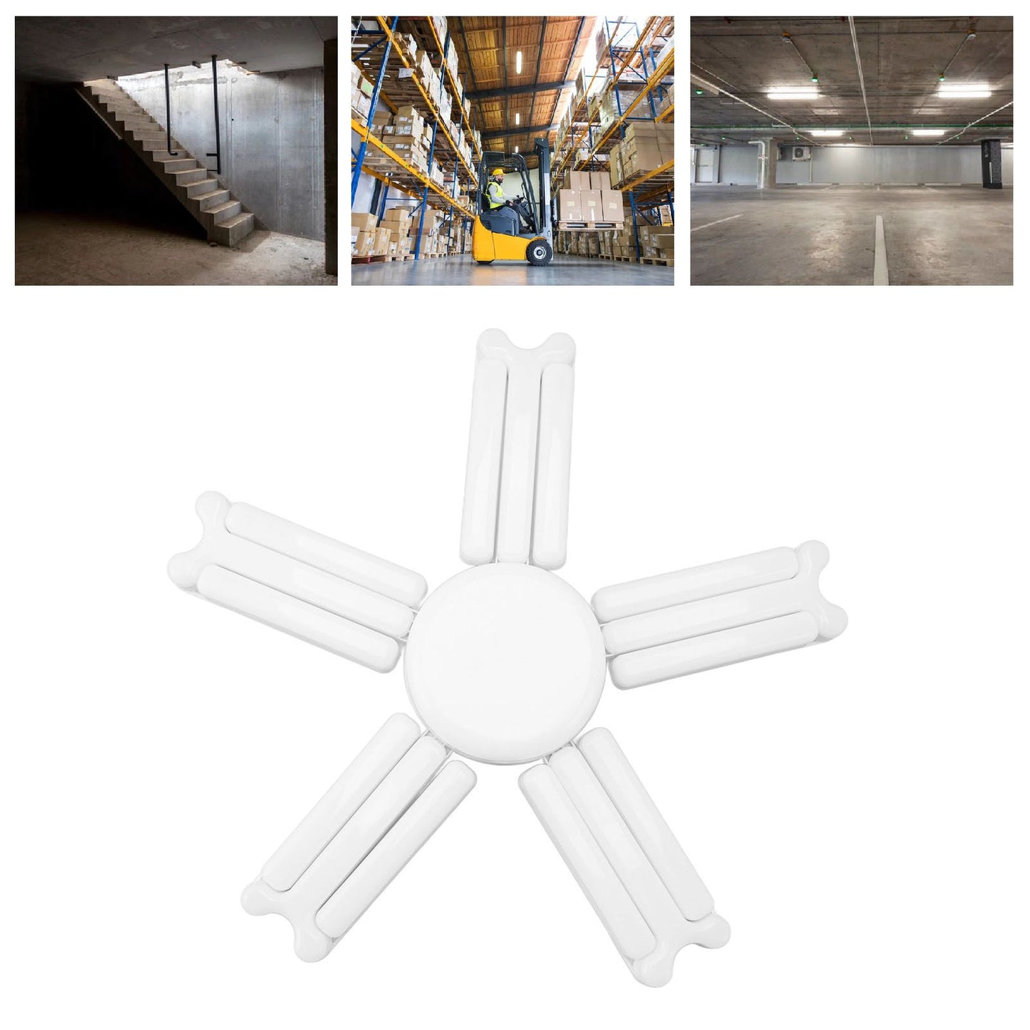 LED Garage Light 100W 6000 To 6500K E27 Base Foldable Adjustable Super Bright Garage Ceiling Lamp 85-265V V1294-YM0521-3119230033611