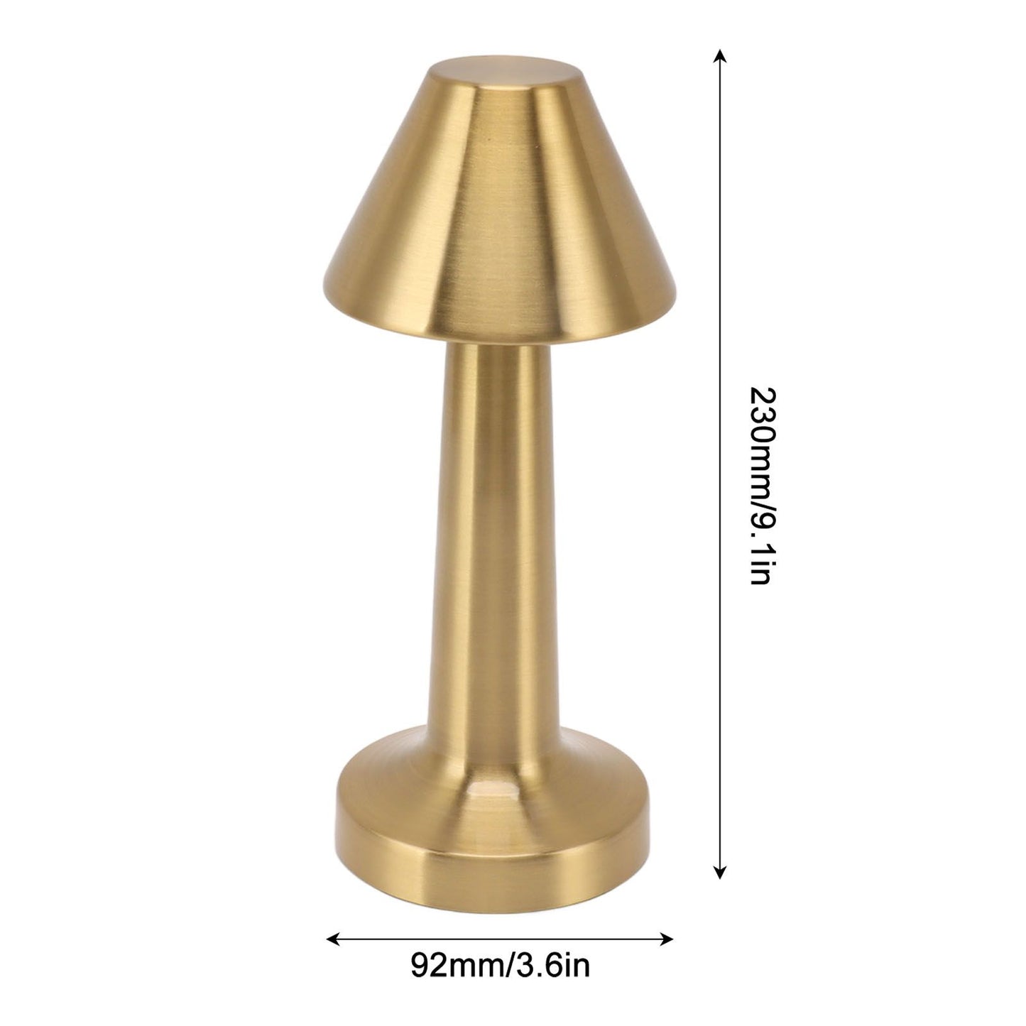 LED Table Lamp 3W 3 Colors Stepless Dimming USB Rechargeable Cordless LED Bedside Light Gold V1294-YM0521-3119230041011
