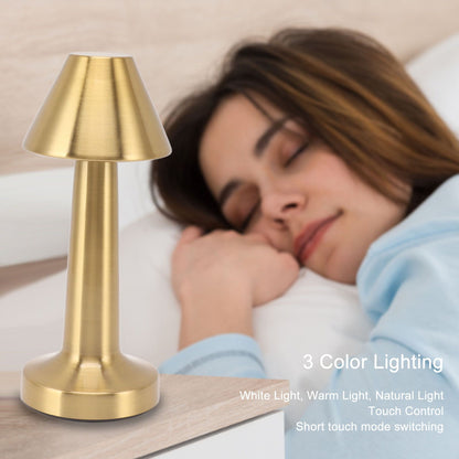 LED Table Lamp 3W 3 Colors Stepless Dimming USB Rechargeable Cordless LED Bedside Light Gold V1294-YM0521-3119230041011