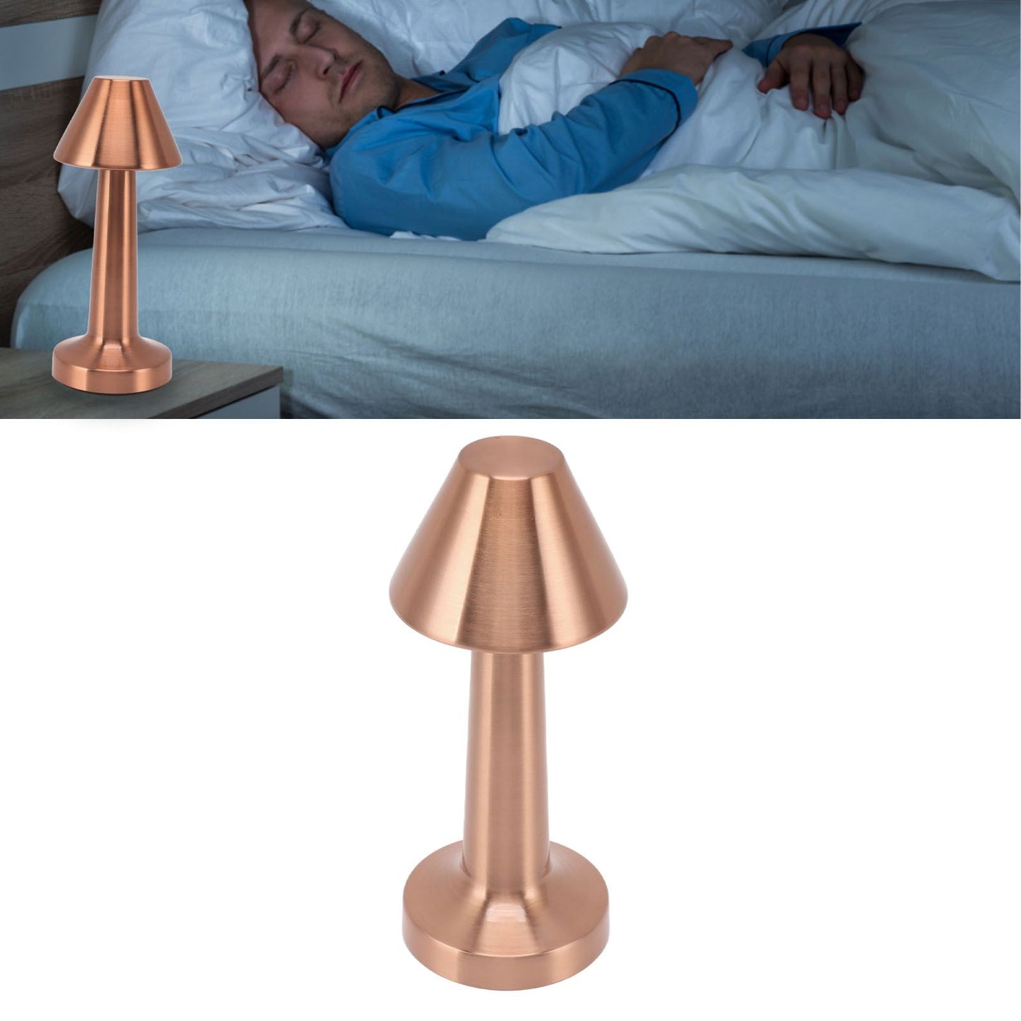 LED Table Lamp 3W 3 Colors Stepless Dimming USB Rechargeable Cordless LED Bedside Light Rose Gold V1294-YM0521-3119230041013