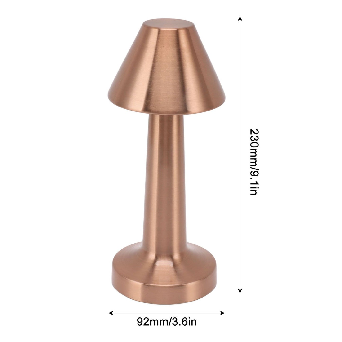 LED Table Lamp 3W 3 Colors Stepless Dimming USB Rechargeable Cordless LED Bedside Light Rose Gold V1294-YM0521-3119230041013