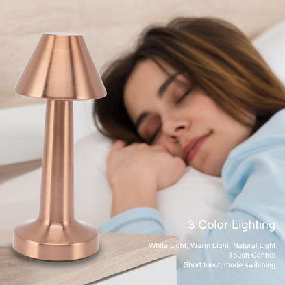 LED Table Lamp 3W 3 Colors Stepless Dimming USB Rechargeable Cordless LED Bedside Light Rose Gold V1294-YM0521-3119230041013