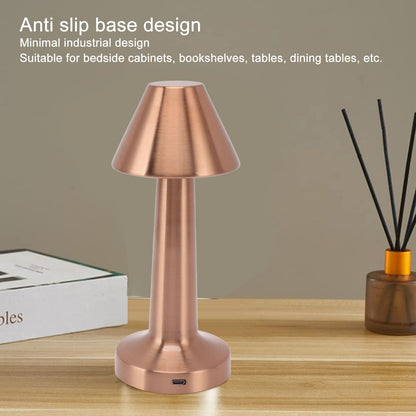 LED Table Lamp 3W 3 Colors Stepless Dimming USB Rechargeable Cordless LED Bedside Light Rose Gold V1294-YM0521-3119230041013