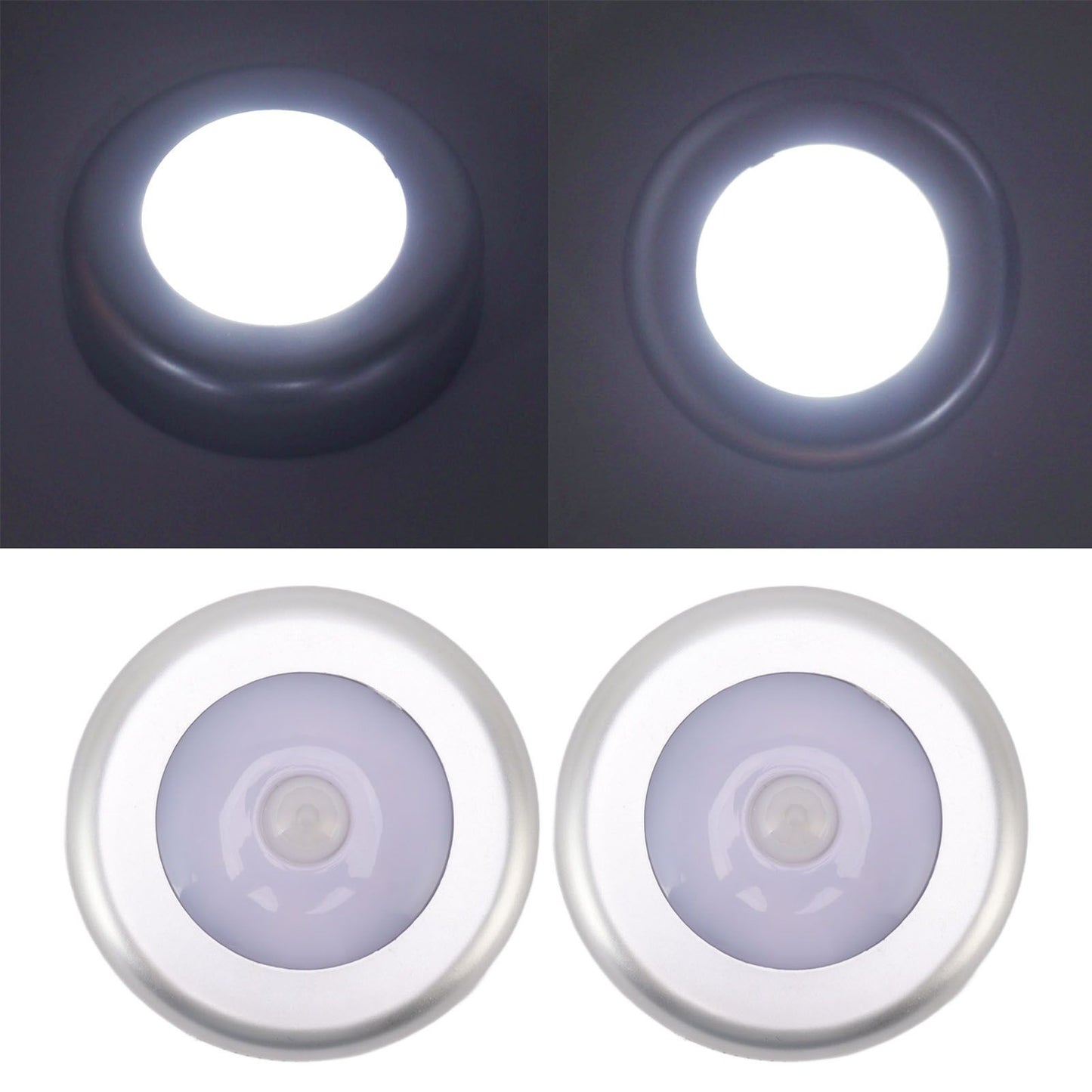 Motion Sensor Night Light Eye Protection Round Small LED Induction Lamp for Closet Drawer Bed Bottom 2pcs V1294-YM0521-3119230041411