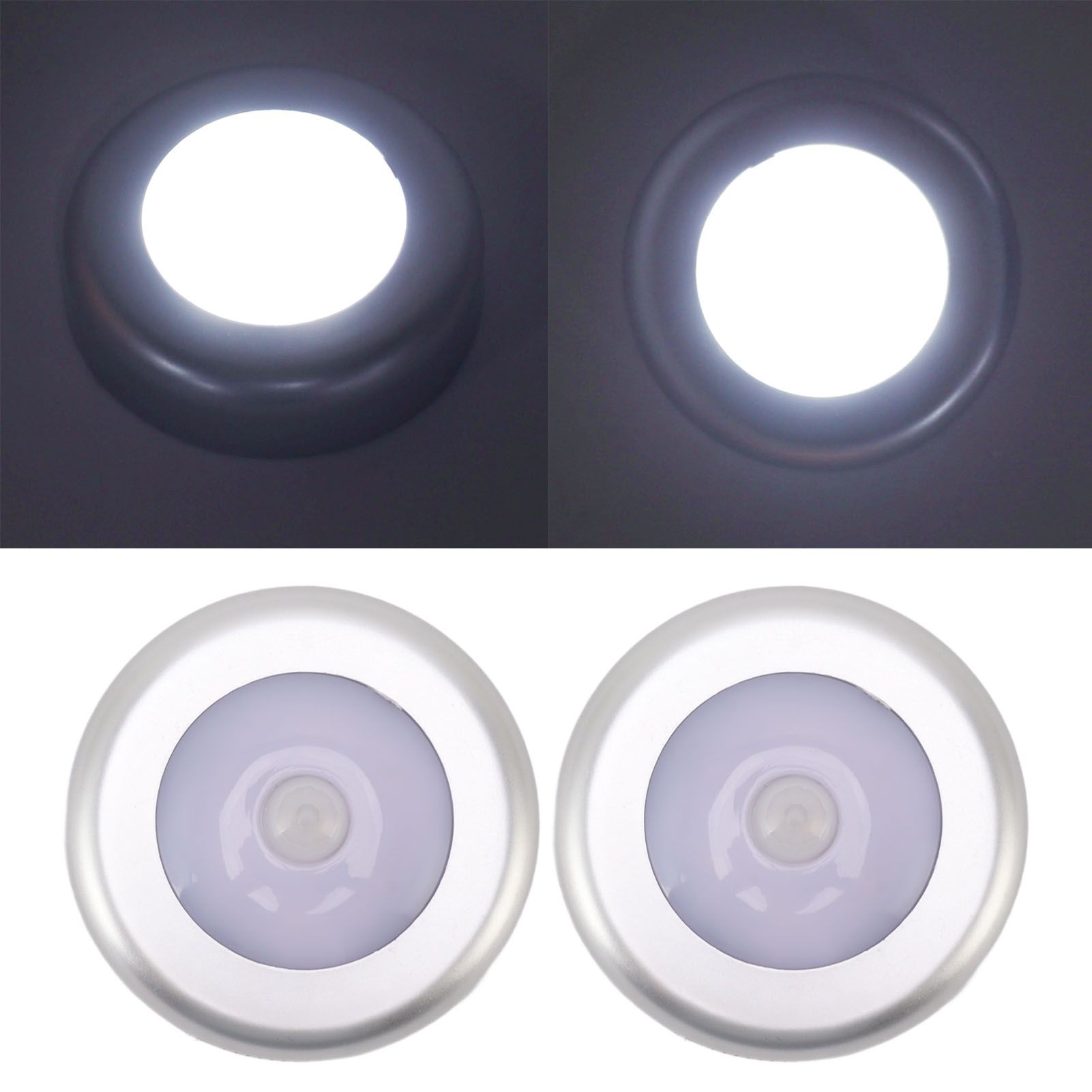 Motion Sensor Night Light Eye Protection Round Small LED Induction Lamp for Closet Drawer Bed Bottom 2pcs V1294-YM0521-3119230041411