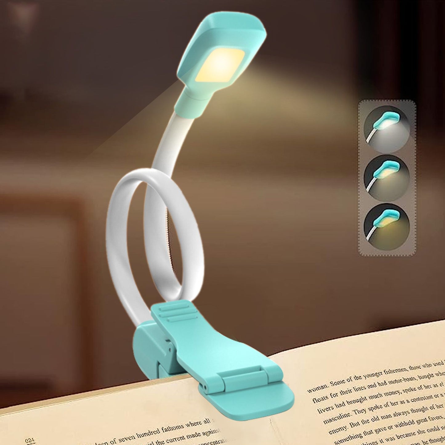 Book Light USB Charging LED Lamp 3 Color Temperature Stepless Dimming Clamp Base Reading Light V1294-YM0521-3119230041811