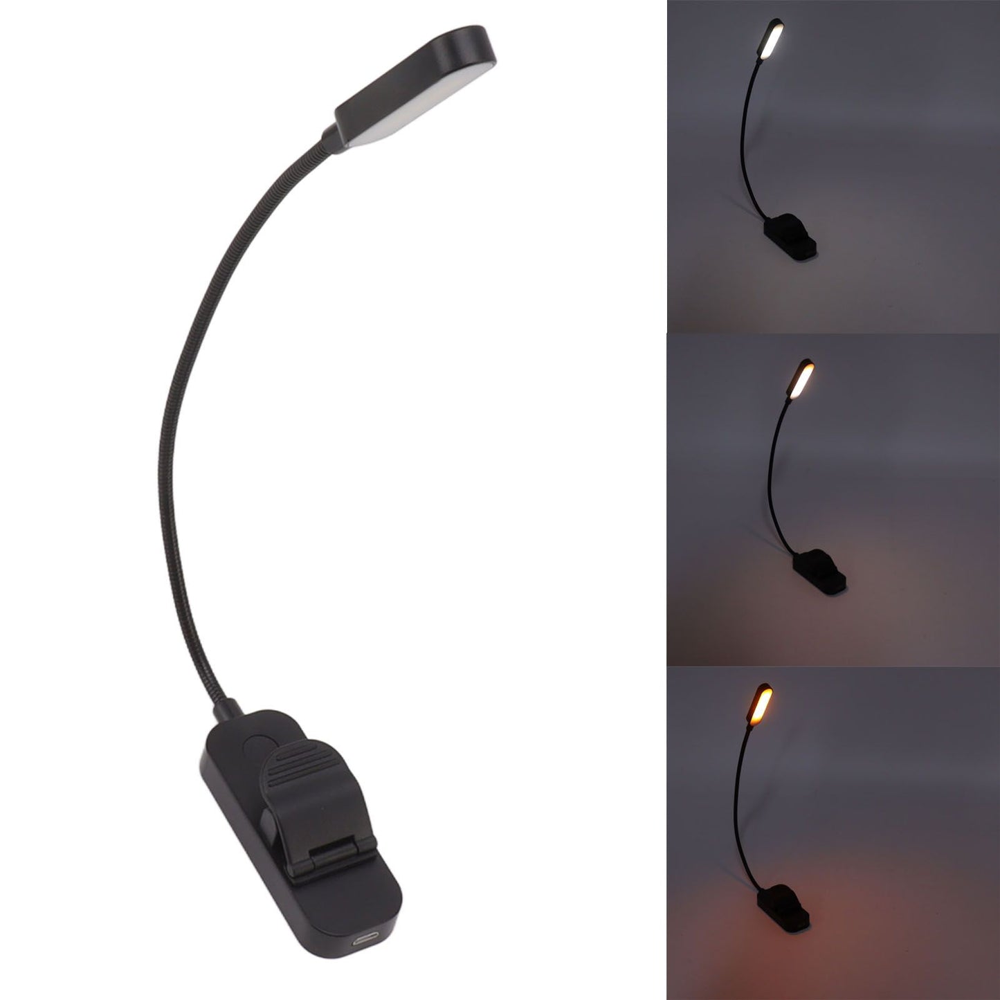 Book Light USB Rechargeable Blocking Reading Clip On Lamp 3 Brightness Stepless Dimming 8 LED Eye Care Sleep V1294-YM0521-3119230042611