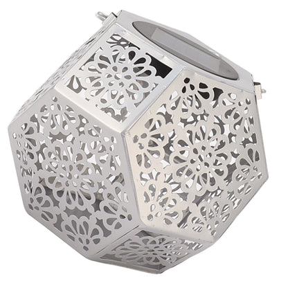 LED Solar Powered Lantern Light IP44 Waterproof Silver Polygon Decorative Solar Hanging Lantern Light for V1294-YM0521-3119230042911
