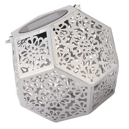 LED Solar Powered Lantern Light IP44 Waterproof Silver Polygon Decorative Solar Hanging Lantern Light for V1294-YM0521-3119230042911