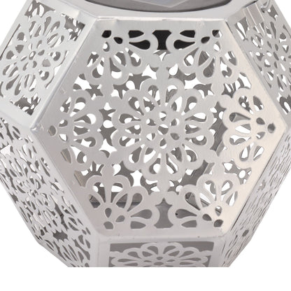 LED Solar Powered Lantern Light IP44 Waterproof Silver Polygon Decorative Solar Hanging Lantern Light for V1294-YM0521-3119230042911