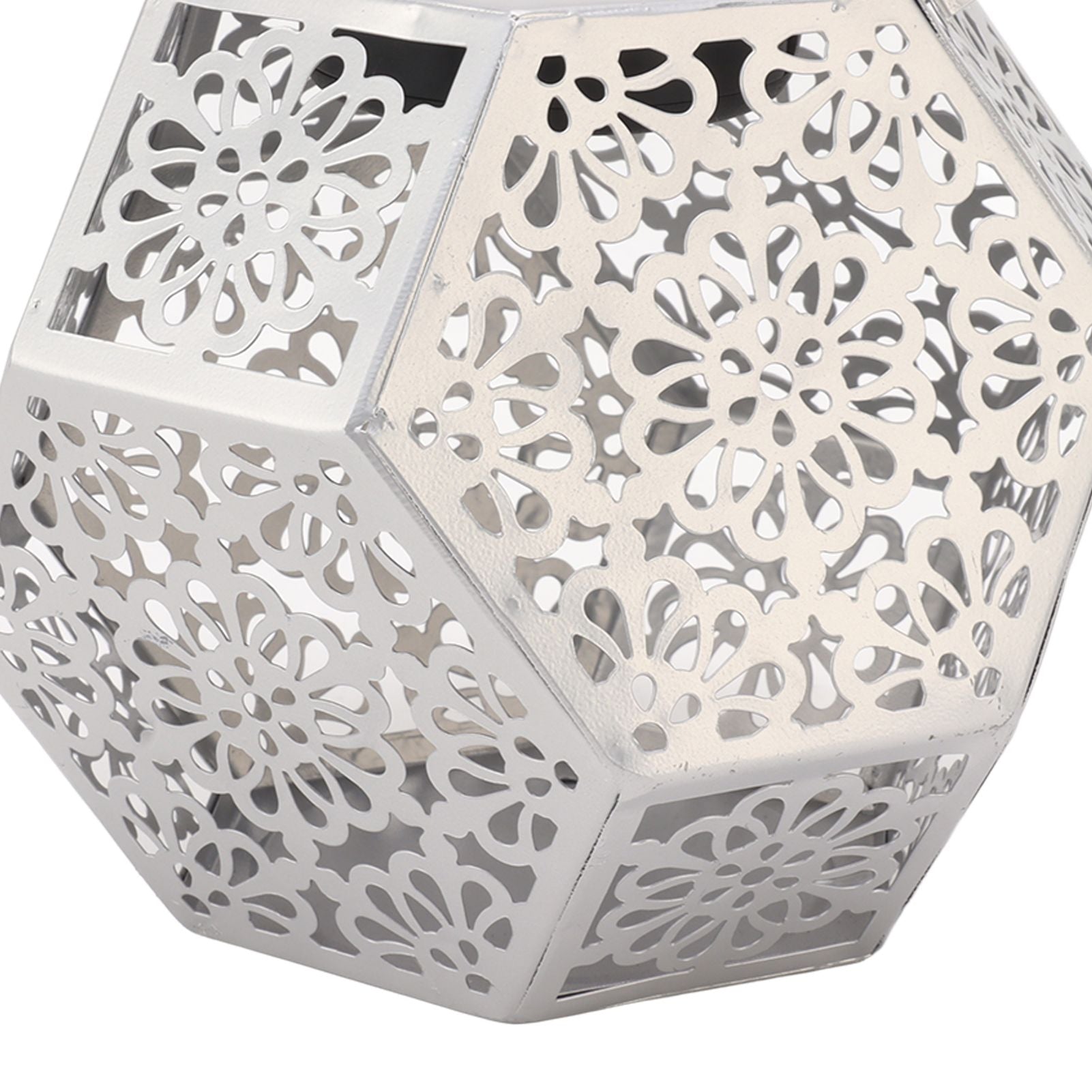 LED Solar Powered Lantern Light IP44 Waterproof Silver Polygon Decorative Solar Hanging Lantern Light for V1294-YM0521-3119230042911