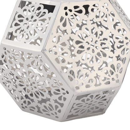 LED Solar Powered Lantern Light IP44 Waterproof Silver Polygon Decorative Solar Hanging Lantern Light for V1294-YM0521-3119230042911