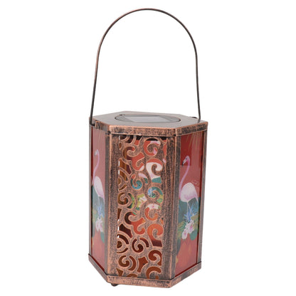 Garden Hanging Lights Waterproof LED Decorative Lighting Hexagonal Bird Pattern Lantern for Home Courtyard V1294-YM0521-3119230045311